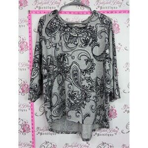 Shannon ford New York Paisley Print Grey Women's Top - Soft Long Sleeve Tunic
